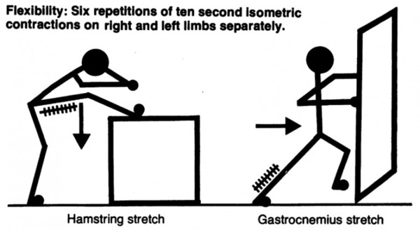 Hamstring and Gastrocnemius stretching diagrams